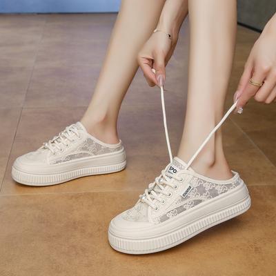 CRLAYDK Летние женские кружевные удобные мюли слипоны, сетчатые тапочки для скейтборда, женские туфли лоферы без задника, повседневная обувь на платформе