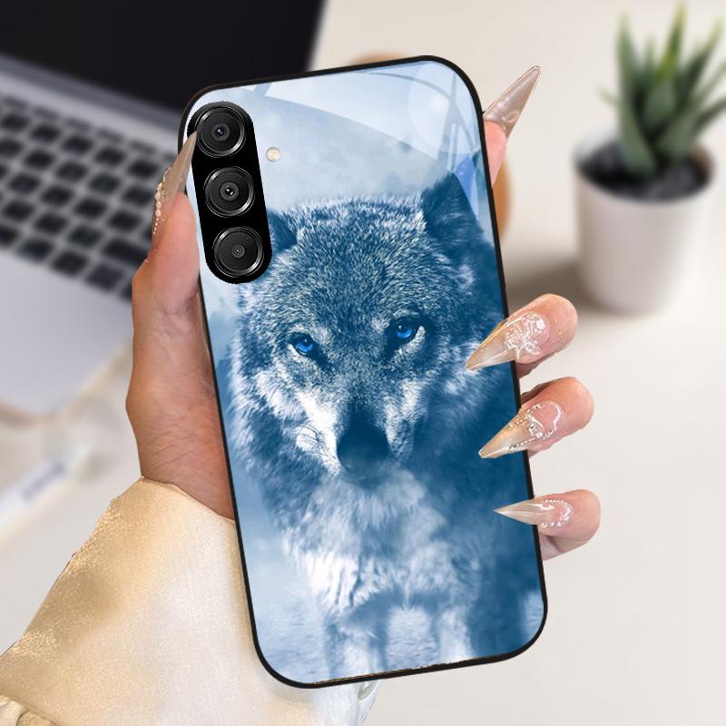 Модный Чехол Для Samsung A55 A56 Чехол A25 A26 Закаленное Стекло Чехол Для Телефона Для Galaxy A15 A35 A36 Жесткий PC Стекло Защитный Fundas