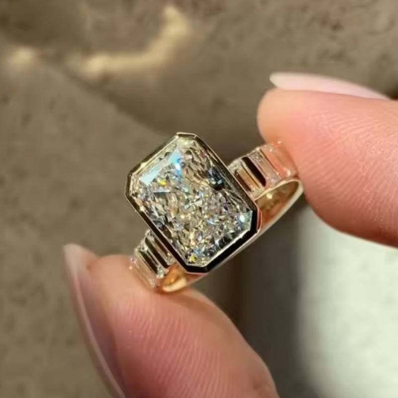 Винтажное Роскошное Инкрустированное Квадратное Женское Кольцо из Синтетического Циркона Свадебные Помолвочные Украшения Банкетные Аксессуары Подарки