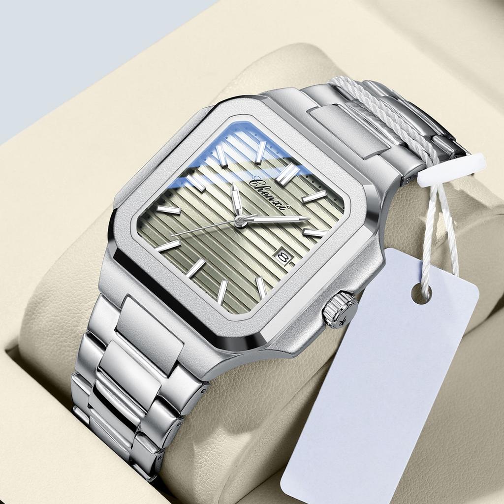 Chenxi Brand Men's Quartz Watch Square Stainless Waterproof Luminous Date Luxury Women's Wristwatch Male Clock Gift For Couple