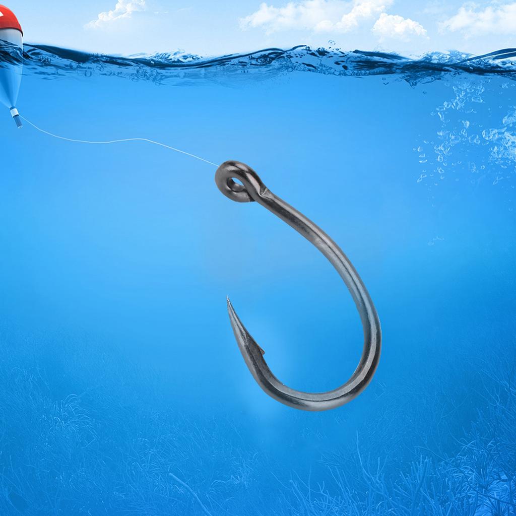 30pcs Perforated Sharp Barbed Carbon Steel Hook Fishhook for Sea Fishing (6#)