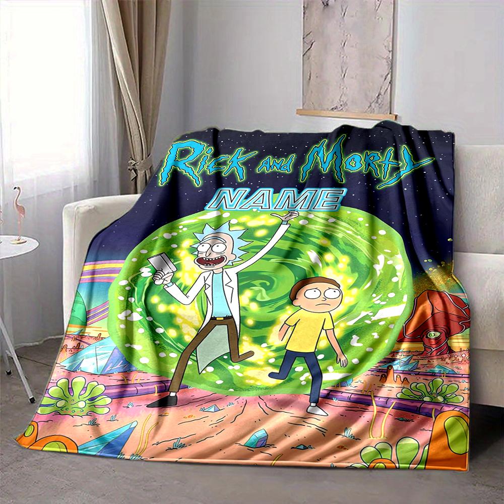 Custom 1pc Rick Morty: Cosmic Adventure Blanket, Soft And Comfortable Blanket, Casual Warm, Camping Travel Blanket, Birthday Gift Q91380