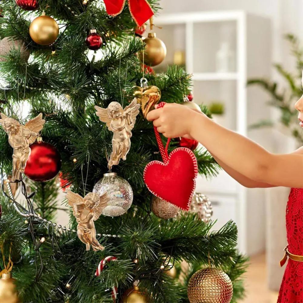 6 шт. Золотые/Серебряные Подвесные Украшения для Рождественской Елки Гальванизированные Рождественские Ангелы Фигурка Новый Год