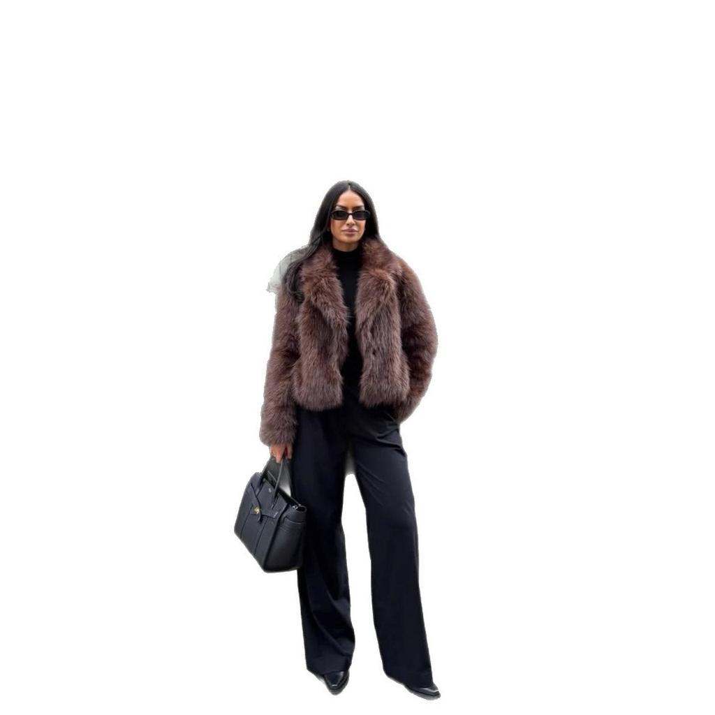 Coffee Imitation Fur Jacket Street Fashion Wear Style Environmental Protection Fur Temperament Trendy Women