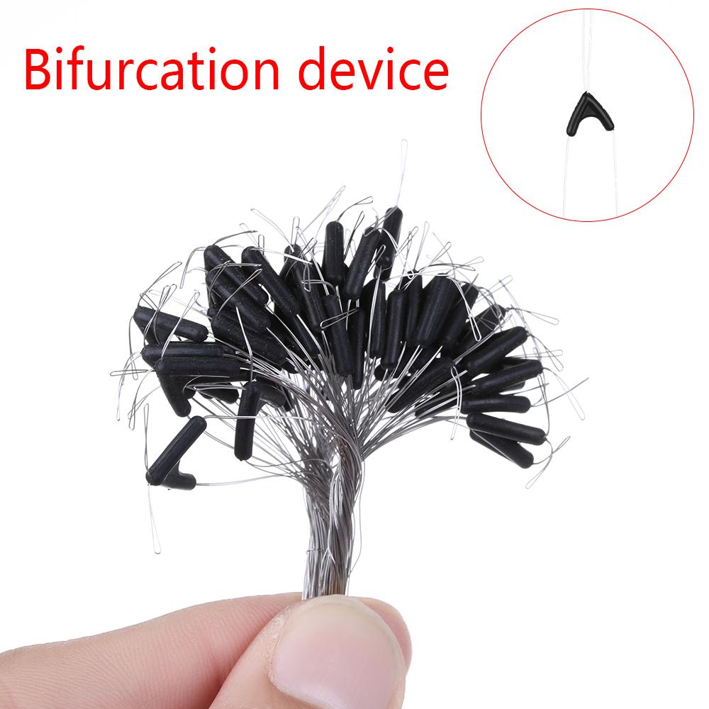 50pcs New swivel tying tool contactor device fishing line space bifurcation eight type Double hooks