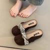 2025 Spring French Niche Design Gentle Suede Inner Height Increase One Pedal Lazy Slippers Retro Mary Jane Shoes