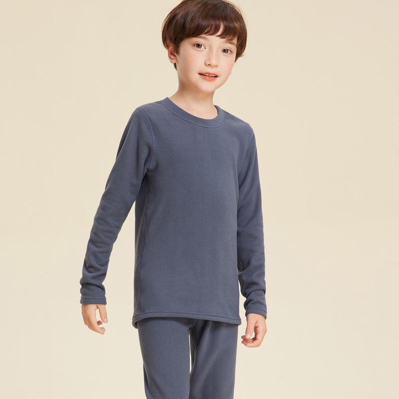 Детский комплект термобелья из кашемира и шелка для мальчиков и девочек - осенне-зимний топ с круглым вырезом и штаны