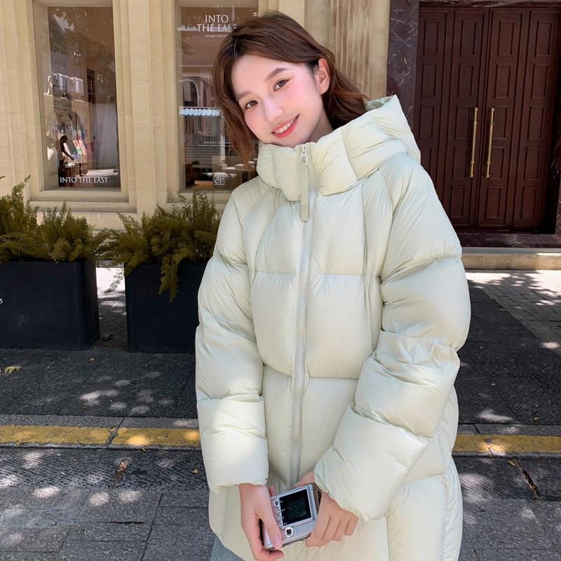 Осень-зима, утепленная теплая парка, женская повседневная милая однотонная Свободная куртка с капюшоном и большим карманом, верхняя одежда