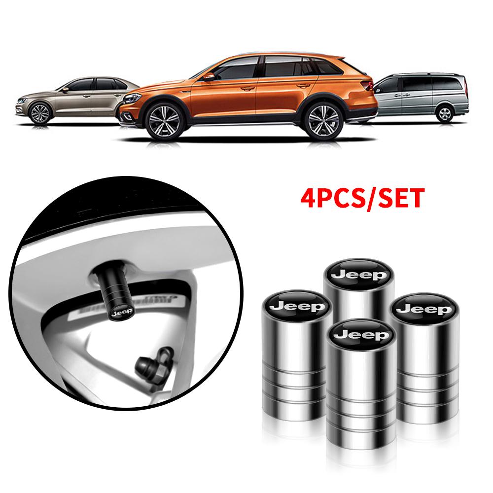 RKM3 Aluminum 4Pcs Car Wheel Tire Valve Air Stem Cap Covers Accessories For Jeep Wrangler Renegade Compass Gladiator Cherokee JL Patr