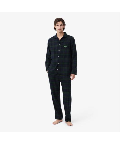 Lacoste Мужской фланелевый клетчатый хлопковый пижамный комплект 4H5049-55N YZP [Отправка из Кореи] 100% Оригинал