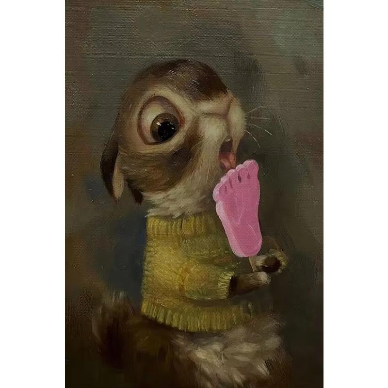 Funny Vintage Art Prints Cute Dog Eat Snacks Poster Retro Animal Wall Cat Have Cookie Cake Canvas Painting For Living Room