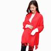 Big Red Club Gift Print OO Embroidery Solid Color Twill Cotton Shawl Scarf Extra Long High Sense