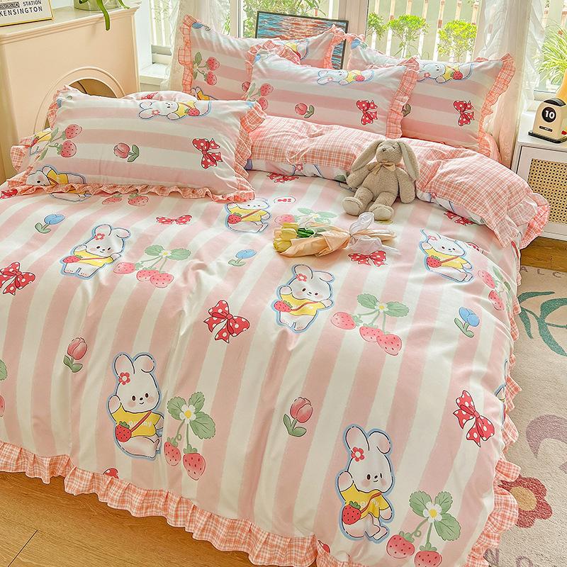 Комплект из четырех предметов, кружевное одеяло с пудрой, постельное белье, подзор для кровати, комплект из трех предметов с изображением принцессы и девочки