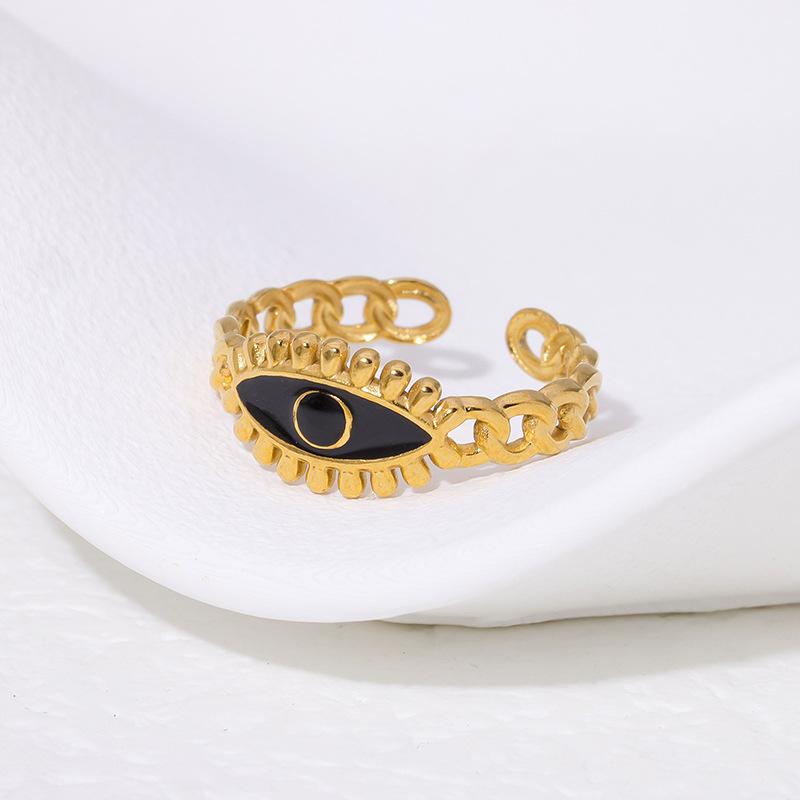 Открытое кольцо из нержавеющей стали с покрытием из 18-каратного золота: Простой, универсальный, нишевый дизайн, стойкий к выцветанию титановый стальной корпус.