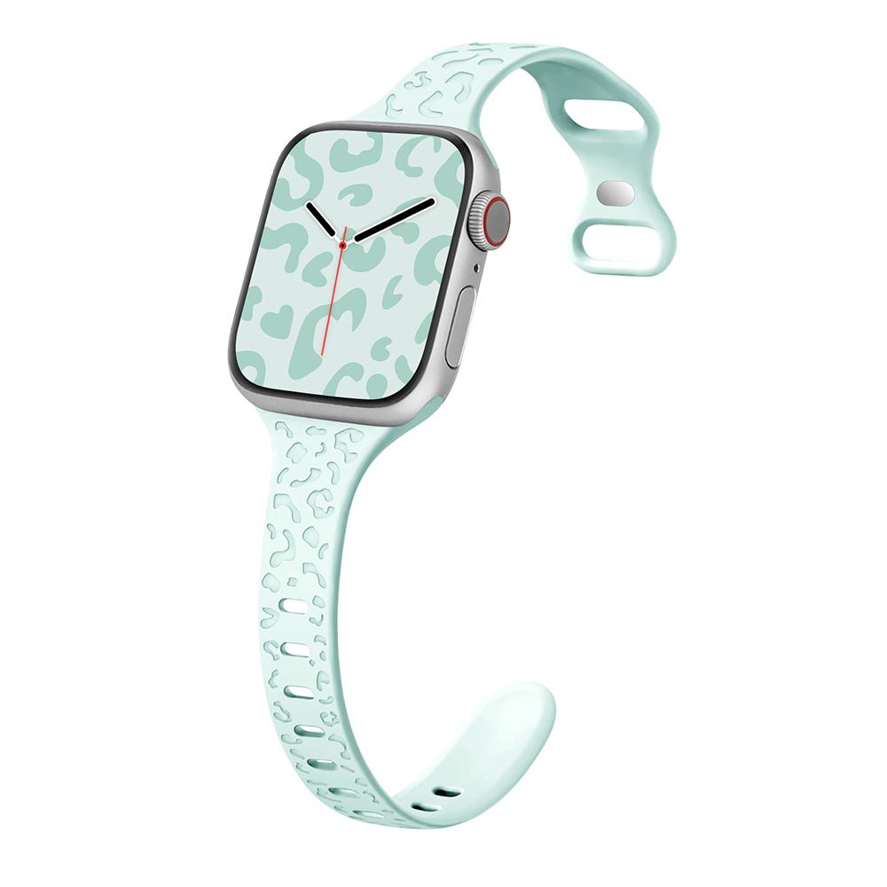 Leopard Engraved Strap for Apple Watch Band 44mm 40mm 45mm 49mm 41 42mm Silicone Bracelet for Iwatch Series Ultra 2 9 8 7 6 SE 5