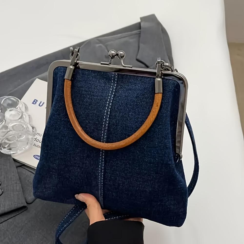 Женская складная сумка через плечо из денима ручной работы с застежкой-поворотом, съемным ремешком и кисточкой - шикарная однотонная сумка через плечо