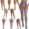 Womens Cutout Open Crotch Pantyhose Glossy Stretchy See-Through Stockings Stage Performance Costume Accessories