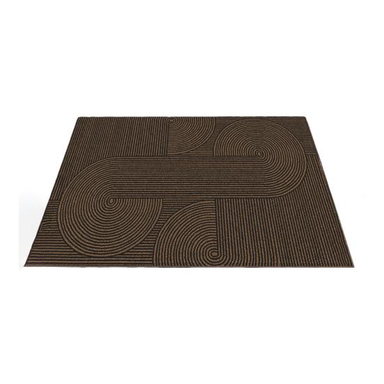 Door Mat Removes Dirt Recycled Anti-Slip Base Cuttable Geometric Pattern Indoor/Outdoor Use Entrance Rug for Kitchen Garage