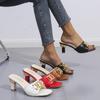 Summer Women's Slippers Sandals Shoes Female Golden Metal Chain Ladies Fashion Casual Slides Mules Indoor Zapato Mujer