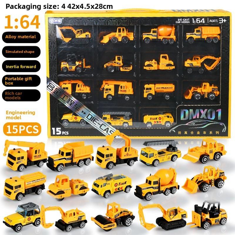 Коллекция мини-инженерных машин из сплава: пожарная машина, полицейская машина с инерционным механизмом для детской игры