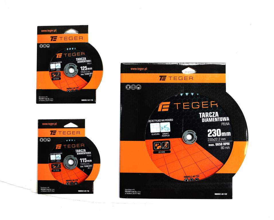 TEGER wet cutting diamond disc, solid, 115x22.23