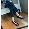 Женские броги из натуральной кожи Черные Повседневные На Толстом Каблуке Классическая Обувь Bullock Женский Британский Стиль Туфли Мэри Джейн Леди
