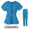 Women Medical Elastic Scrubs Sets High-end Hospital Surgical Uniforms Nursing Top Pants Accessories Beauty Spa Workwear