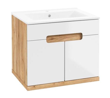Wall-hung bathroom cabinet with washbasin, craft oak, 50 cm, Ronda New
