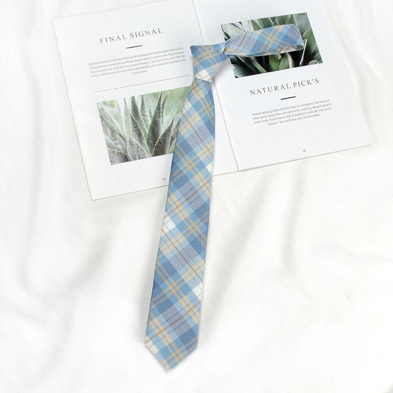 Лимонный Плед Галстук для Школьной Формы с Морской Солью - Ручная Работа в Японском Академическом Стиле для Мужчин и Женщин