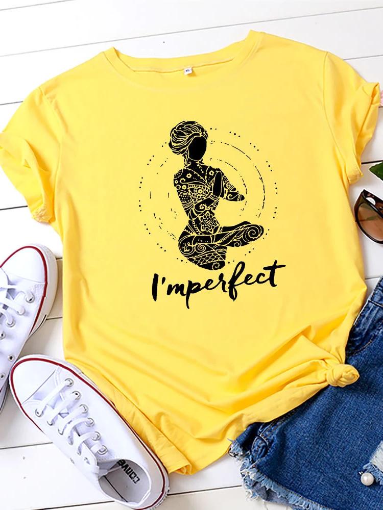Im Perfect Yoga Girl Print T Shirt WoUnisex Short Sleeve O Neck Loose Tshirt Summer WoUnisex Tee Shirt Tops Camisetas Mujer