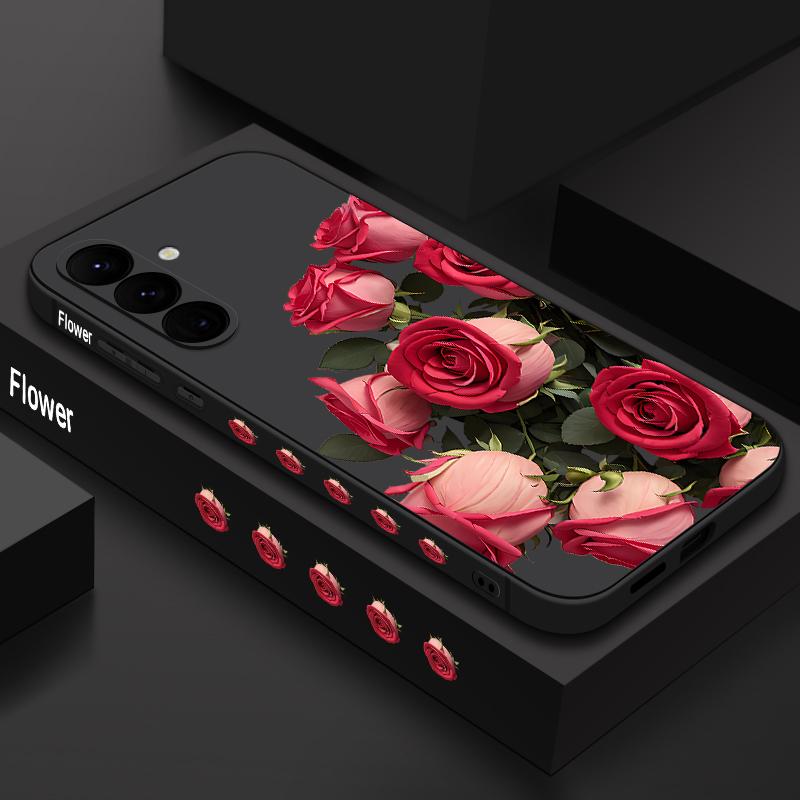 Мягкий чехол на шнурке для Samsung Galaxy S24 S25 Ultra S23 S22 Ultra S21 S20 FE A14 A34 A15 A35 A52 A53 A54 A55 5G A16 A36 A56 Чехол-накладка с розовыми цветами