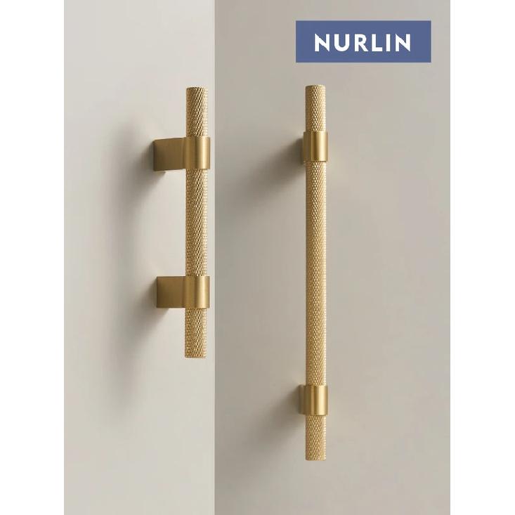 Nurlin Solid Brass Knurling Patterned Cabinet T-bar Extended Length 40 Inches Kitchen Appliances Dishwashers Refrigerators Pull