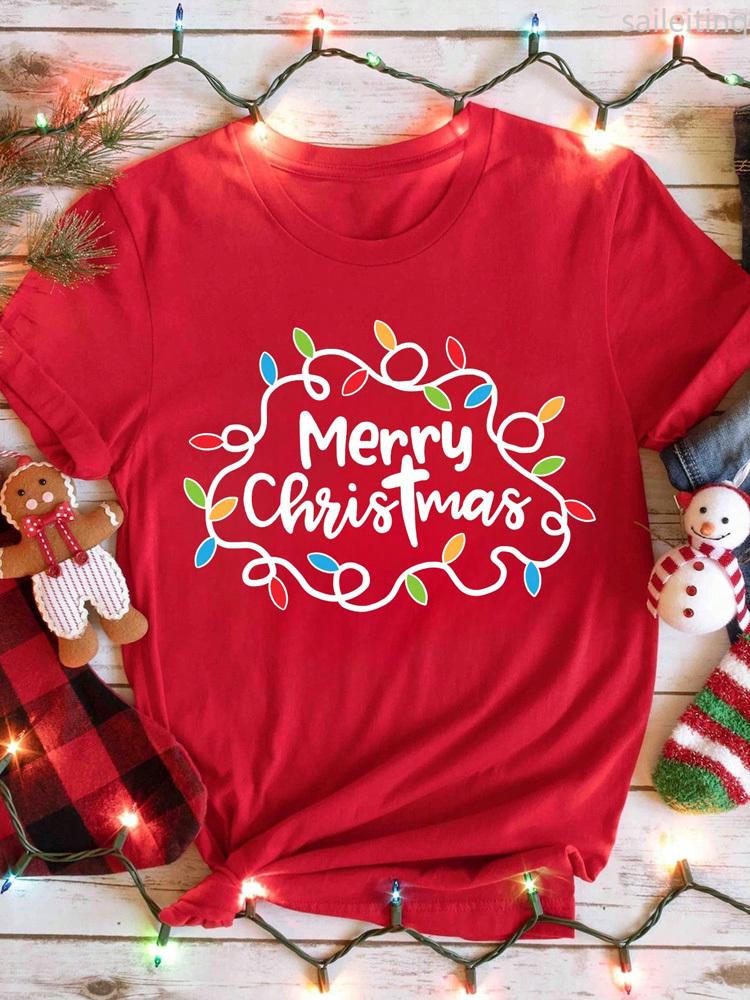Casual Christmas Santa Claus TShirt for Harajuku Short Sleeve Casual Womens Tshirt Clothing Street Tops Tees Aesthetic Clothes