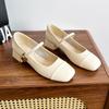 Leather Flat for Huizhou Women's Shoes Su Yinyin Same Single Shoes Spring New Square Head Mary Jane Shoes High Heels