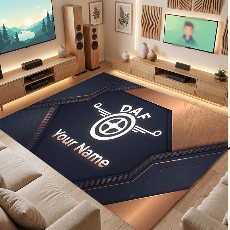 DAF Personalized Crystal Velvet Carpet, Customized Name Text Soft Anti‑Slip Rug for Living Room Bedroom