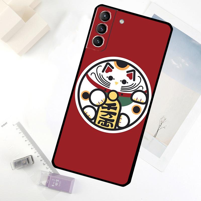 Japanese Lucky Cat Art Phone Case For Samsung Galaxy S25 S24 S23 S22 S21 S20 S26 Ultra S10 Plus S23 FE S25 FE Cover