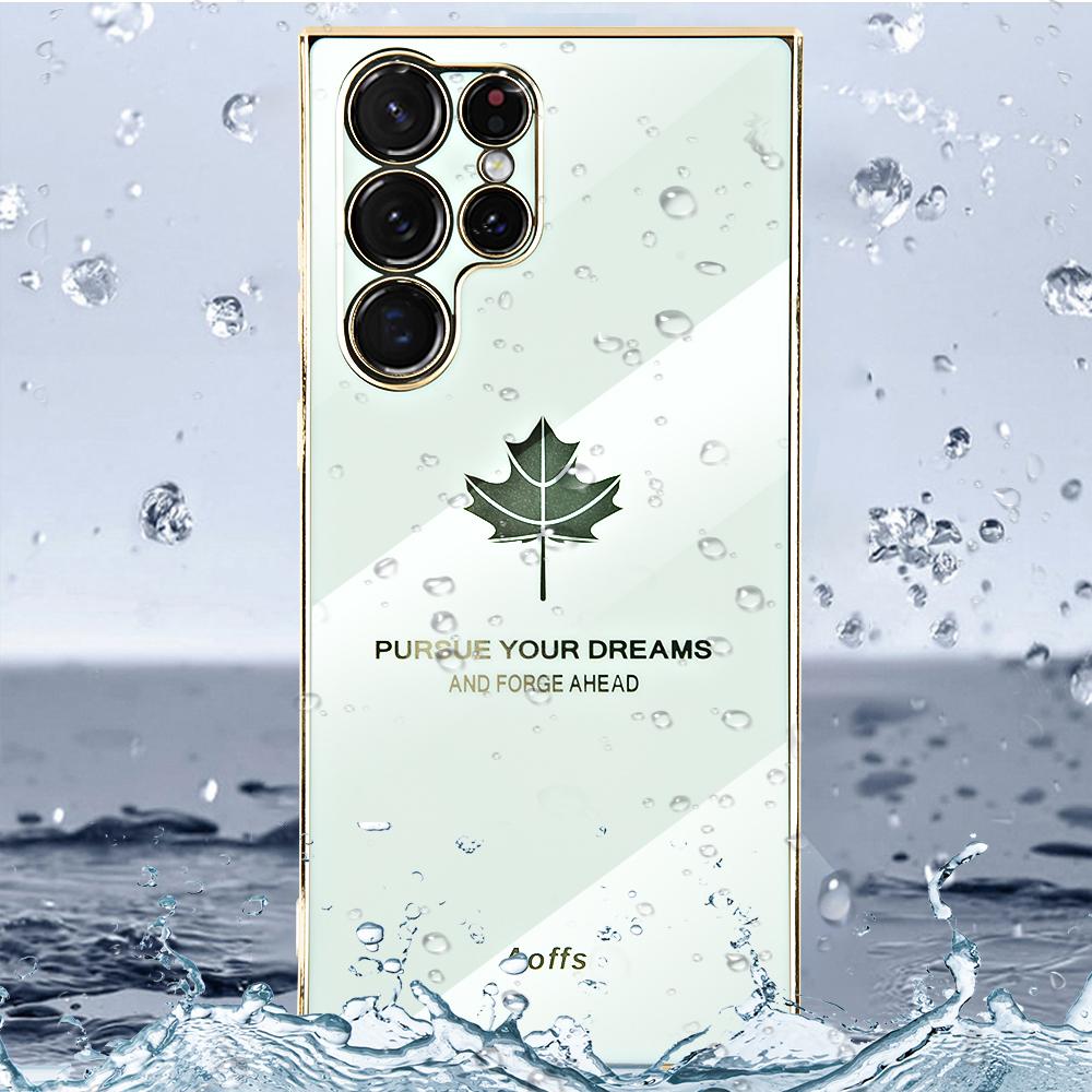 Electroplated Maple Leaf Soft Phone Case For Samsung S23 Ultra S20 S21 S22 S23 Plus S20 FE S21 FE Note 20 Ultra Silicone Lens Protection Cover