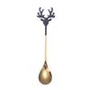 Tableware Christmas Deer Head Stainless Steel Christmas Spoons Tea Scoop Coffee Scoops Xmas Antlers