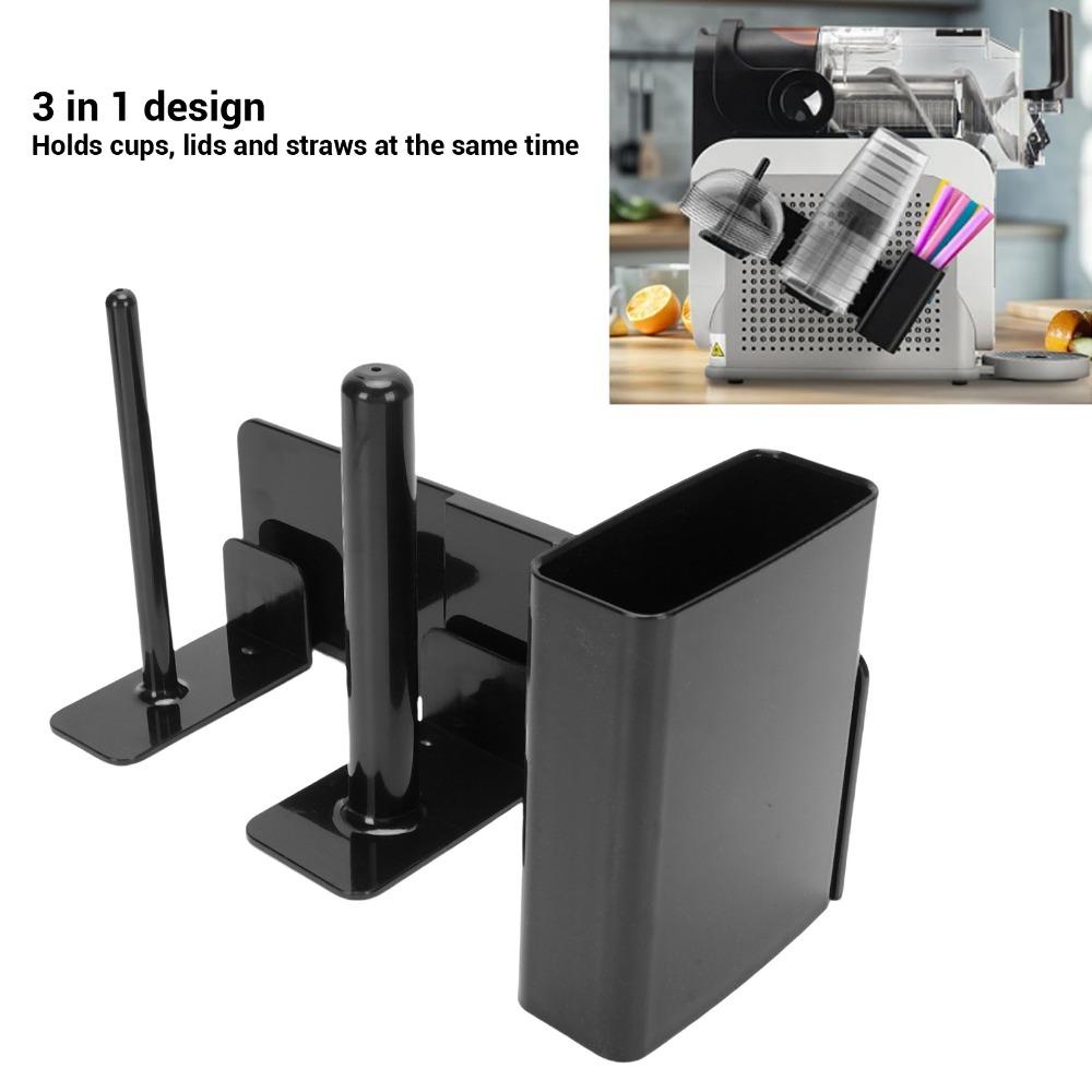 ABS Cup Dispenser Black Side Mounted Rack Durable Straw Organizer  Slushie Machine