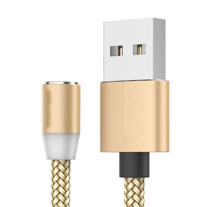 Câble chargeur magnétique rond Android type C - iOS - Micro USB Android 3in1 1M 2.4A 3