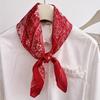 1Pcs Paisley Print Imitation Silk Scarf Breathable Neckerchief Square Scarf  Fashion Accessory