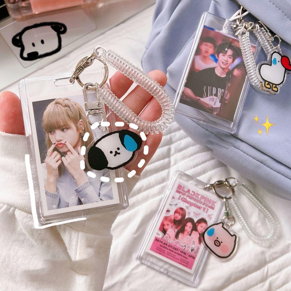С брелоком Kpop держатель для фотокарточек Прозрачные держатели для карточек на еду Держатель для удостоверения личности Студенческие принадлежности