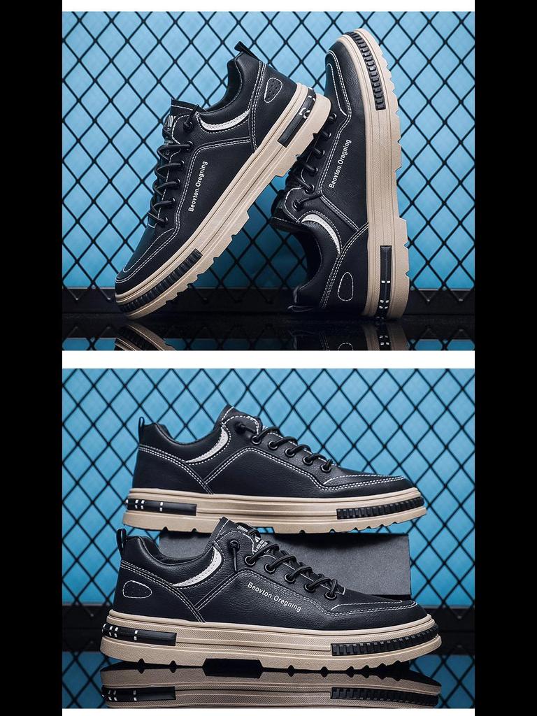 Мужские водонепроницаемые кожаные кроссовки для бега — коллекция весна 2024 г.: Универсальная спортивная и повседневная обувь