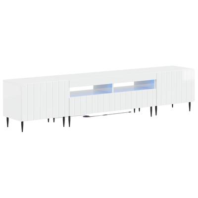 3 Piece LED TV Stand ZWOLLE High Gloss White Engineered Wood