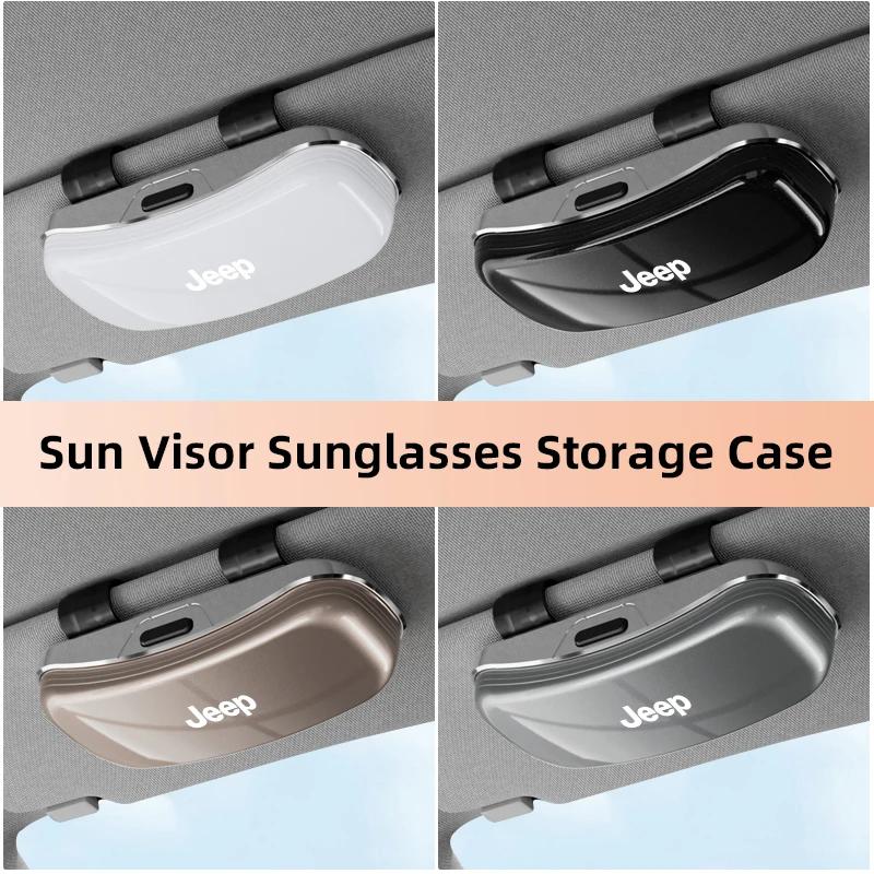 For Jeep Car Sun Visor Glasses Case Holder Protective Organizer For Jeep Grand Cherokee Wrangler JK Gladiator Compass Renegad
