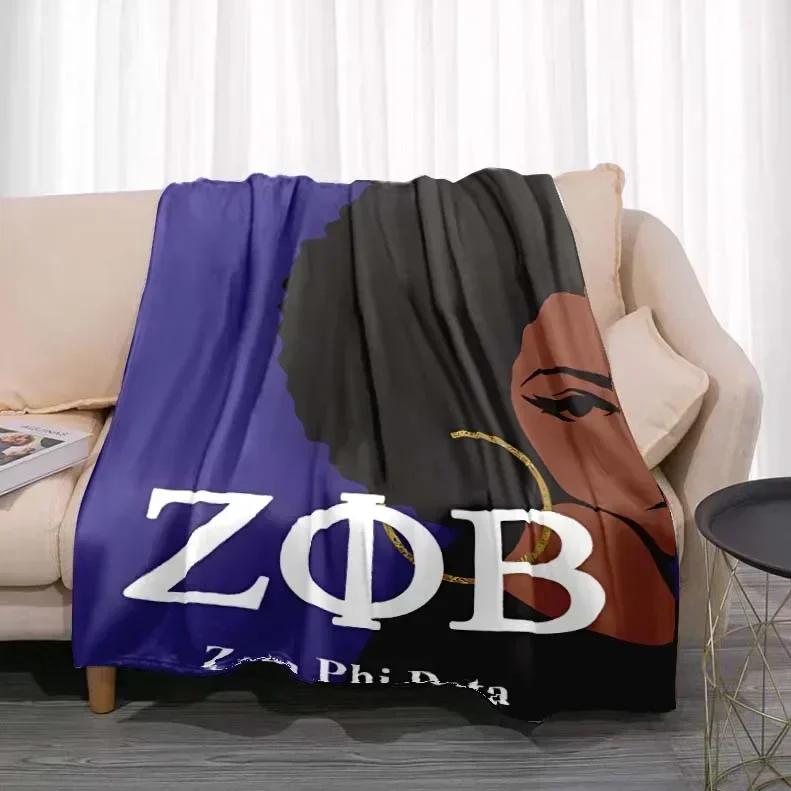Плед с узором Zeta Phi Beta Модный для кровати, дивана, кондиционера Модный для отдыха, пикника, путешествий, дневного сна Мягкий фланелевый плед