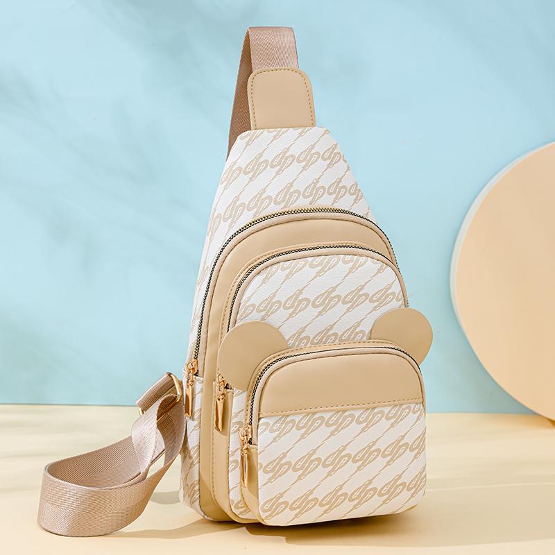 Print Chest Bag Women's Shoulder Bag Multi-Functional Soft Leather Crossbody Bag