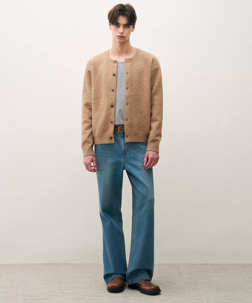 DRAW FIT Silket Cotton U-Neck Long Sleeve T-Shirt [M.Grey]