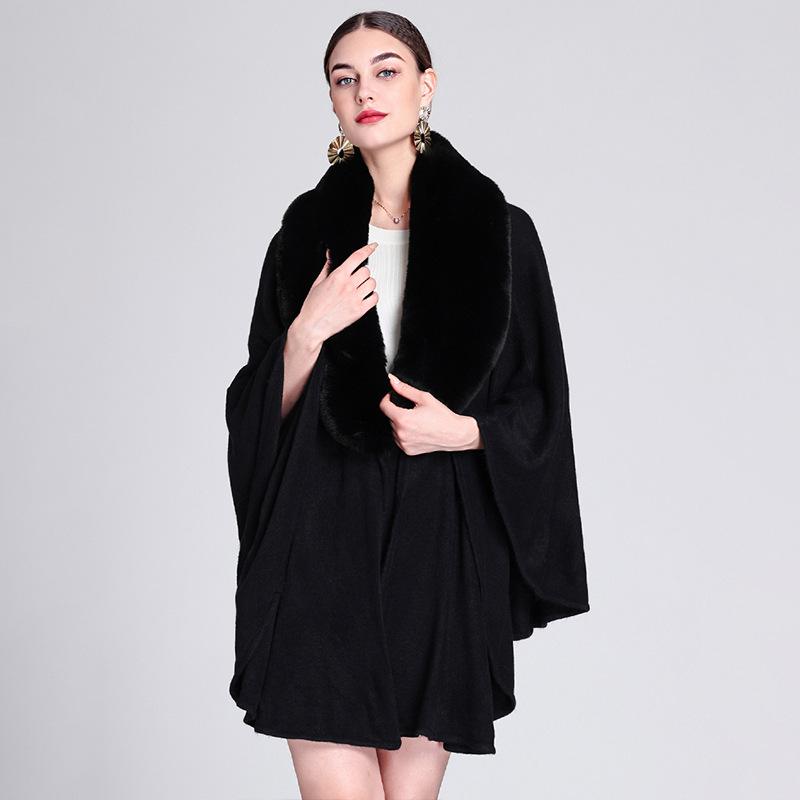 Женский воротник-шаль накидка большого размера вязаный кардиган свободная куртка-пончо