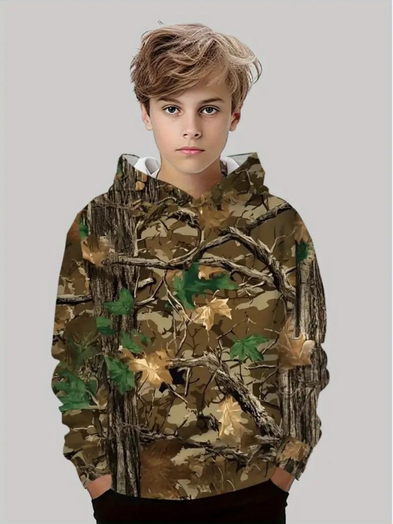 Camouflage Hunting Hoodies Forest Print Boy Clothes Outdoor Sports Long Sleeve Trip Tactical Training Esweatshirt Kids Clothing